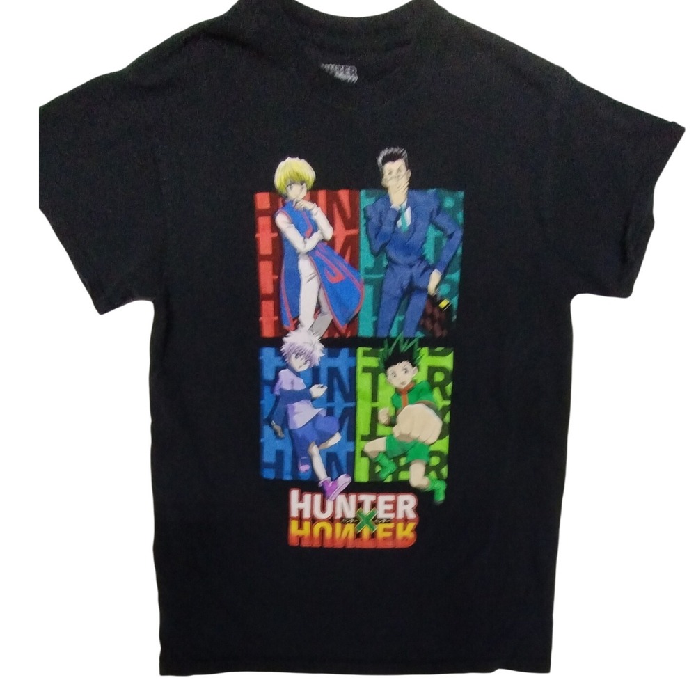 Hunter x Hunter Anime Graphic Print Short Sleeve T-Shirt Black‎ Small